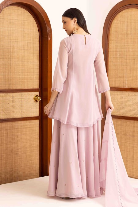 Ajiesh Oberoi Peplum Kurta Set With Flared Sharara 