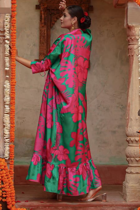 Gazab by Miku Kumar Floral Print Cape Pant Set 