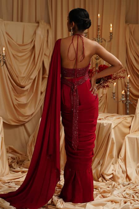 Jade By Ashima Chloe Drape Saree With Embellished Blouse 