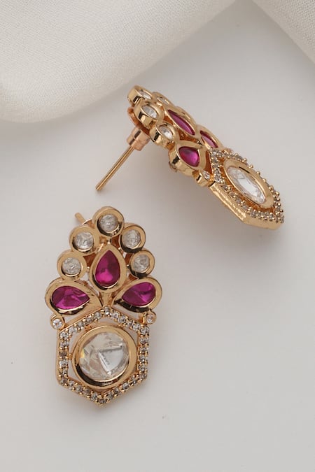 Swabhimann Red Polki Stud Earrings 