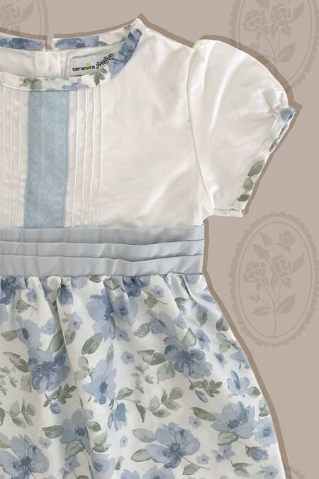 Buy Taramira Blue Floral Print Dress For Girls Online at Aza Fashions Buy_Taramira_Blue Floral Print Dress For Girls_Online_at_Aza_Fashions