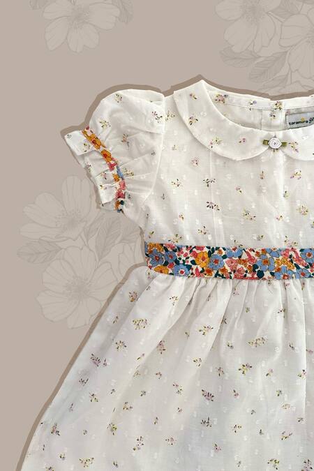 Taramira_White Cotton Sweet Pea Dress_Online_at_Aza_Fashions