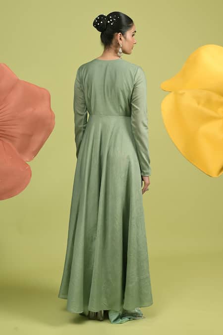 Rishi and Vibhuti Matcha Green Dew Anarkali Set 