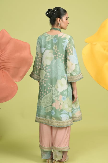 Rishi and Vibhuti Matcha Green Printed Kurta Set 