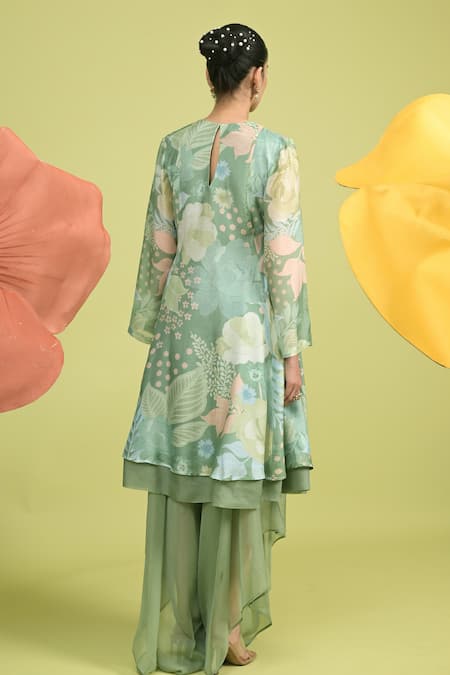 Rishi and Vibhuti Matcha Green Printed Kurta Set 