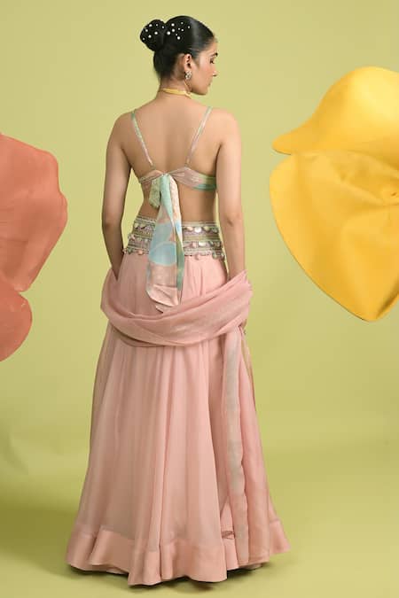 Rishi and Vibhuti Dusty Pink Dewkissed Lehenga Set 