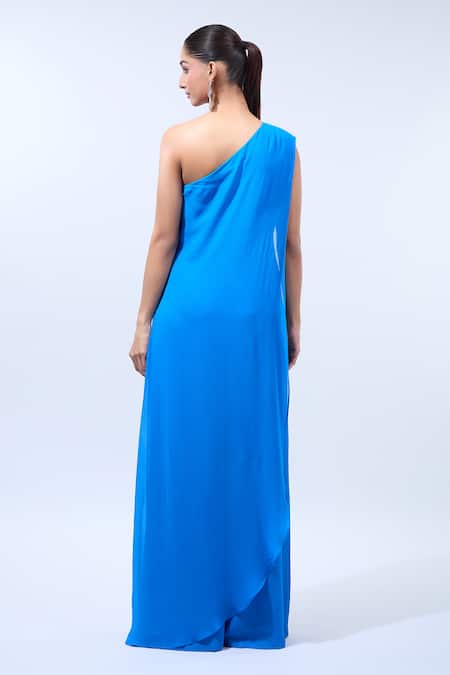 Shop Namrata Joshipura Blue Sequins Off-shoulder Floral Embellished Off Jumpsuit at Aza Fashions Shop_Namrata Joshipura_Blue Sequins Off-shoulder Floral Embellished Off Jumpsuit _at_Aza_Fashions