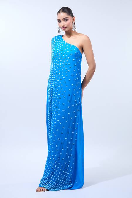 Namrata Joshipura Blue Sequins Off-shoulder Floral Embellished Off Jumpsuit Online at Aza Fashions Namrata Joshipura_Blue Sequins Off-shoulder Floral Embellished Off Jumpsuit _Online_at_Aza_Fashions