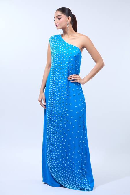 Buy Namrata Joshipura Blue Sequins Off-shoulder Floral Embellished Off Jumpsuit Online at Aza Fashions Buy_Namrata Joshipura_Blue Sequins Off-shoulder Floral Embellished Off Jumpsuit _Online_at_Aza_Fashions