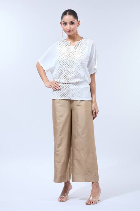 Buy Namrata Joshipura White Sequins Keyhole Neck Asymmetric Tunic Online at Aza Fashions Buy_Namrata Joshipura_White Sequins Keyhole Neck Asymmetric Tunic _Online_at_Aza_Fashions