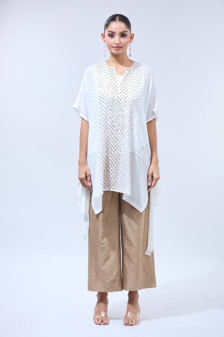 Buy Namrata Joshipura White Sequins Keyhole Neck Asymmetric Tunic Buy_Namrata Joshipura_White Sequins Keyhole Neck Asymmetric Tunic