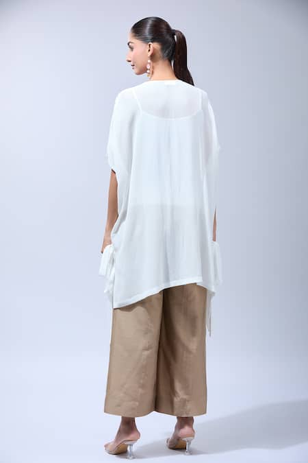 Shop Namrata Joshipura White Sequins Keyhole Neck Asymmetric Tunic at Aza Fashions Shop_Namrata Joshipura_White Sequins Keyhole Neck Asymmetric Tunic _at_Aza_Fashions