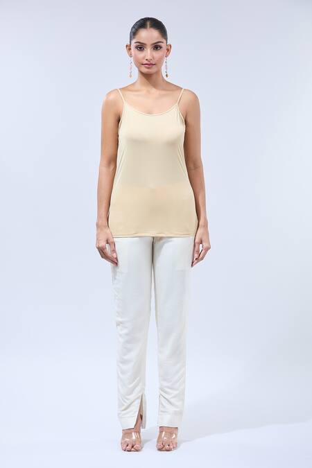 Shop Namrata Joshipura Beige Sequins Split V-neck Asymmetric Tunic With Online at Aza Fashions Shop_Namrata Joshipura_Beige Sequins Split V-neck Asymmetric Tunic With_Online_at_Aza_Fashions