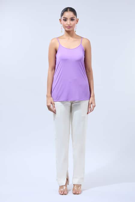 Namrata Joshipura Purple Sequins V-neck Asymmetric Tunic With Tie-up Online at Aza Fashions Namrata Joshipura_Purple Sequins V-neck Asymmetric Tunic With Tie-up _Online_at_Aza_Fashions