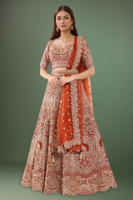Samyukta Singhania Botanical Pattern Embroidered Lehenga Set 