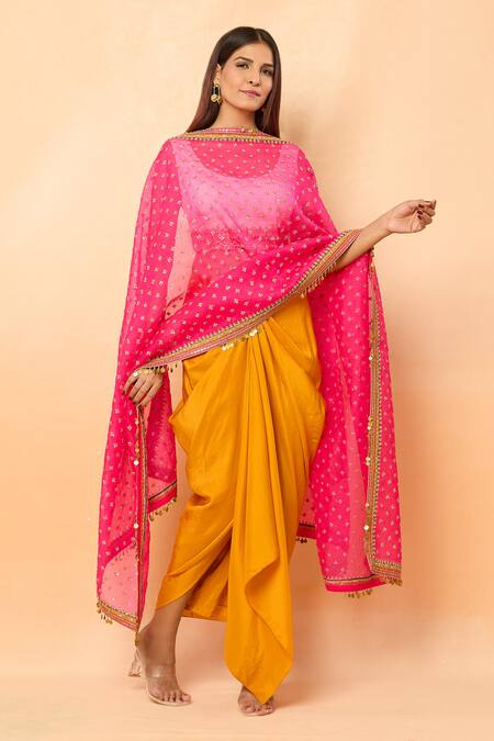 Shop Debyani + CO Pink Sequin Embroidered Dupatta Online at Aza Fashions Shop_Debyani + CO_Pink Sequin Embroidered Dupatta_Online_at_Aza_Fashions