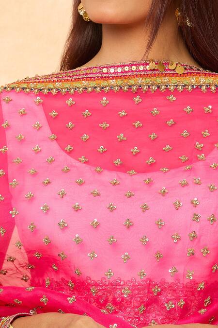 Debyani + CO Pink Sequin Embroidered Dupatta at Aza Fashions Debyani + CO_Pink Sequin Embroidered Dupatta_at_Aza_Fashions