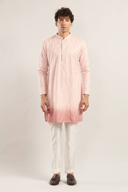 Rng Safawala Pink Embroidery Ombre Chikankari Kurta Set Online at Aza Fashions Rng Safawala_Pink Embroidery Ombre Chikankari Kurta Set_Online_at_Aza_Fashions