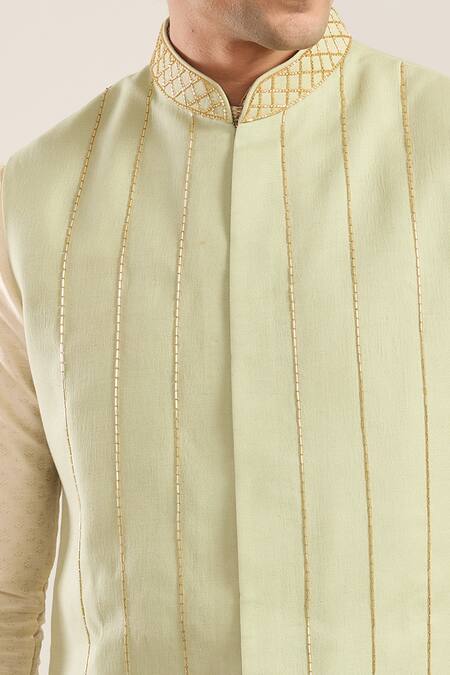 Buy_Runit Gupta_Green Embroidery Elephant Motif Nehru Jacket 