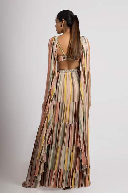 Rajat K Tangri Multicolor Stripe Print Jumpsuit 