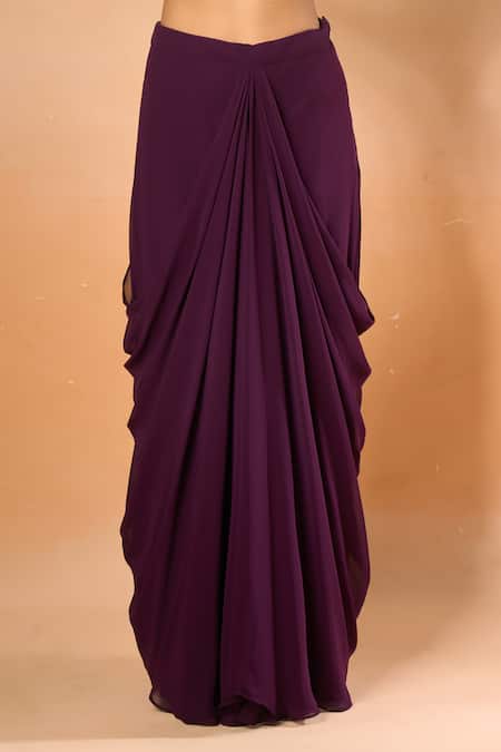 Buy Samyukta Singhania Wine Beads, Sequins Sweetheart Neck Embroidered Dhoti Skirt Set With Cape Online at Aza Fashions Buy_Samyukta Singhania_Wine Beads, Sequins Sweetheart Neck Embroidered Dhoti Skirt Set With Cape _Online_at_Aza_Fashions