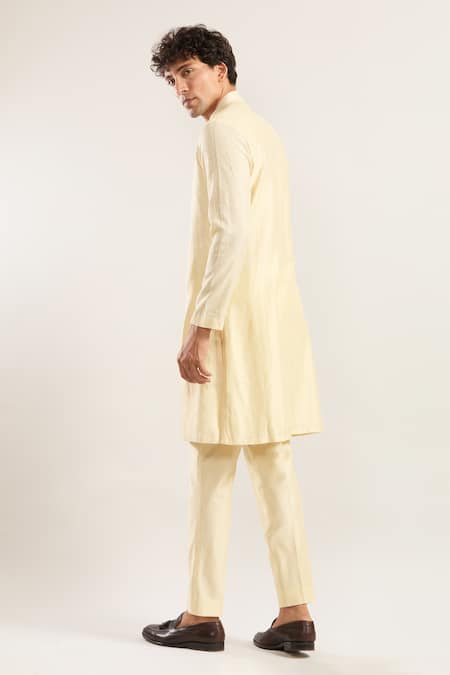 Shop_Studio Bagechaa_Cream Chanderi Embroidery Thread Kurta Set _at_Aza_Fashions