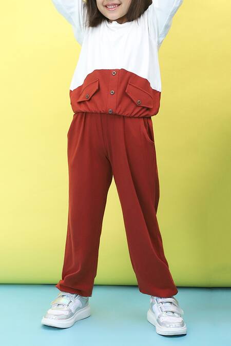 Buy Petite Pomme White Viscose Color Blocked Top And Jogger Set Buy_Petite Pomme_White Viscose Color Blocked Top And Jogger Set