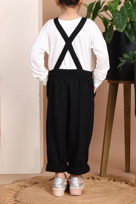 Petite Pomme Front Zip Black Jumper & White T-Shirt Set 