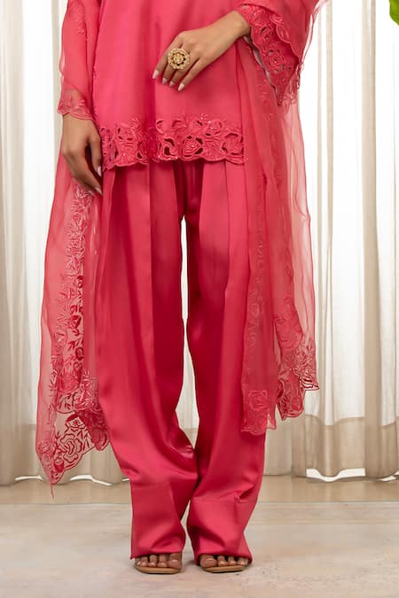 Buy Esha Koul Pink Satin, Organza, Crepe Embroidery, Cut Work Round Kashmiri Richa Kurta Set Online at Aza Fashions Buy_Esha Koul_Pink Satin, Organza, Crepe Embroidery, Cut Work Round Kashmiri Richa Kurta Set _Online_at_Aza_Fashions