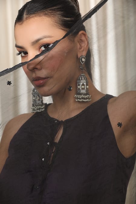 Esha Koul_Black Sequins, Embroidery Kurta Set With Dupatta _Online_at_Aza_Fashions