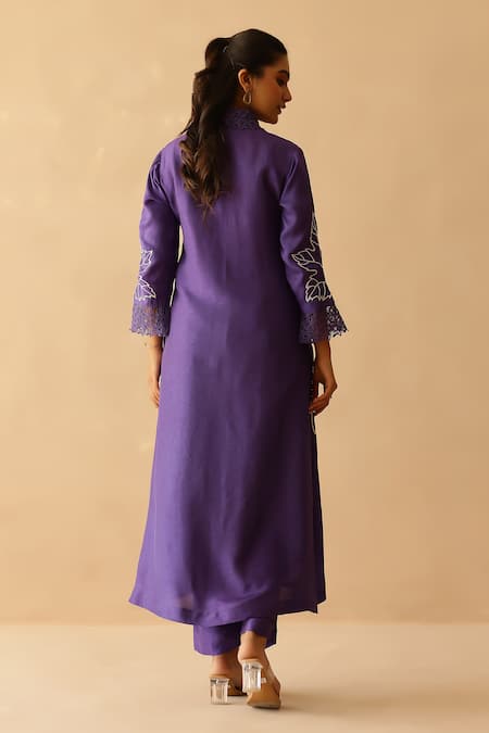 Masoomm Embroidered Purple Tunic Set 