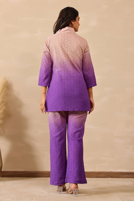 Masoomm Purple Ombre Shiffli Co-ord Set 
