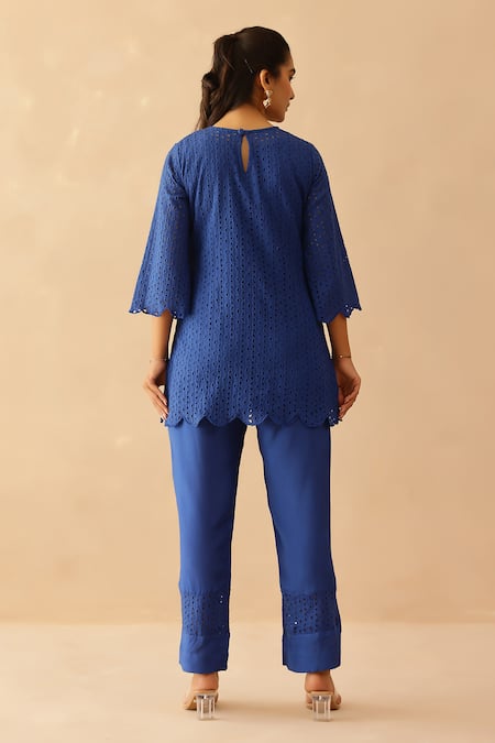 Masoomm Blue Shiffli Co-ord Set 