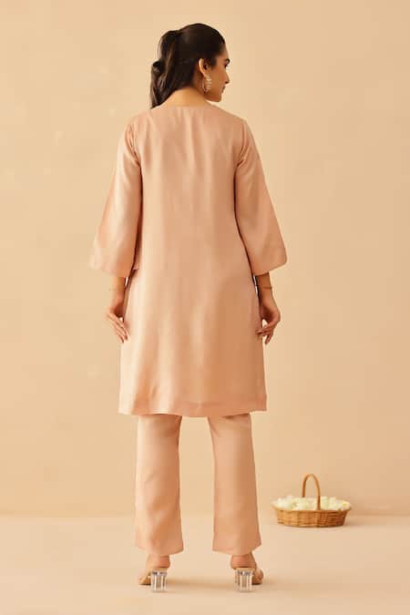 Masoomm Pastel Pink Embroidered Kurta Set 