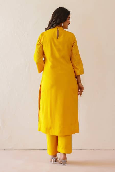 Masoomm Yellow Embroidered Tunic Set 