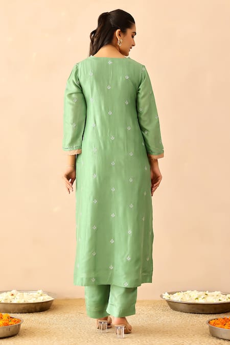 Masoomm Embroidered Green Kurta Set 