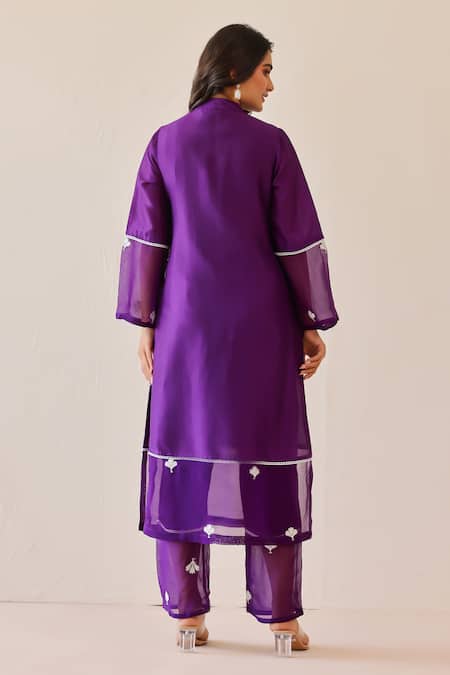 Masoomm Embroidered Purple Kurta Set 