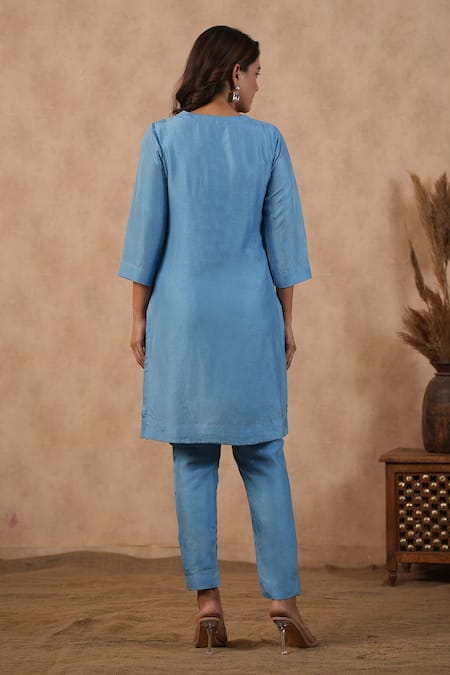 Masoomm Embroidered Blue Kurta Set 