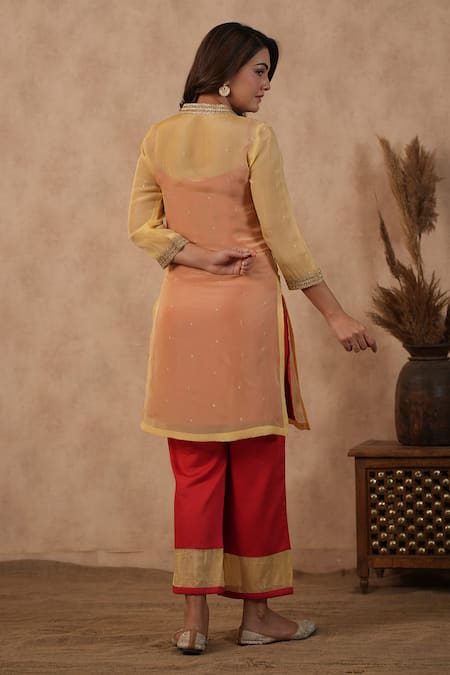 Masoomm Red Organza Embroidered Kurta Set 