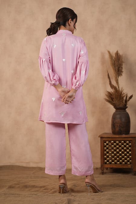 Masoomm Floral Embroidered Pink Coord Set 