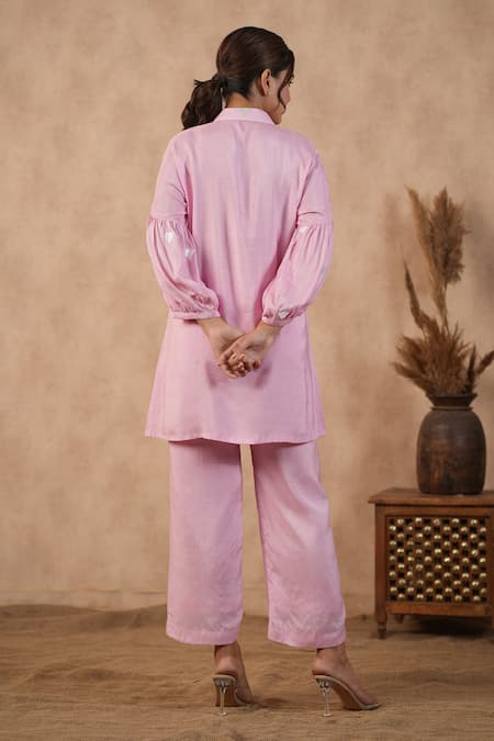 Masoomm Floral Embroidered Pink Kurta Set 