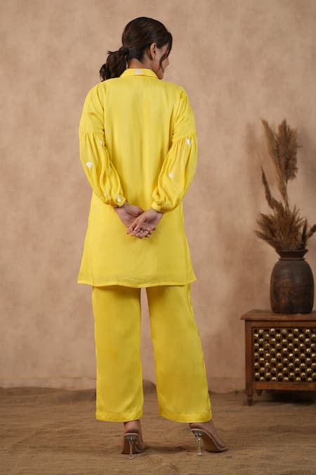 Masoomm Floral Embroidered Yellow Coord Set 