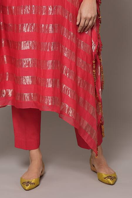 Shop Joy Mitra Pink Chanderi, Tissue, Cotton Round Neck Jasper Hand Embroidered Kaftan Set Online at Aza Fashions Shop_Joy Mitra_Pink Chanderi, Tissue, Cotton Round Neck Jasper Hand Embroidered Kaftan Set _Online_at_Aza_Fashions