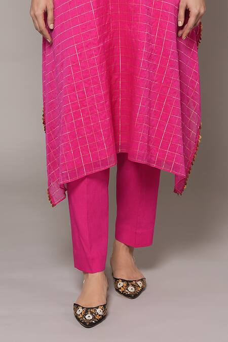 Buy Joy Mitra Pink Chanderi, Tissue Embroidery V-neck Lemonade Hand Kaftan Set Online at Aza Fashions Buy_Joy Mitra_Pink Chanderi, Tissue Embroidery V-neck Lemonade Hand Kaftan Set _Online_at_Aza_Fashions