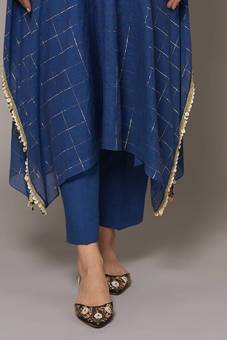 Buy Joy Mitra Blue Chanderi, Tissue, Cotton Sequins, Embroidery Collared Hand Kaftan Set Online at Aza Fashions Buy_Joy Mitra_Blue Chanderi, Tissue, Cotton Sequins, Embroidery Collared Hand Kaftan Set _Online_at_Aza_Fashions
