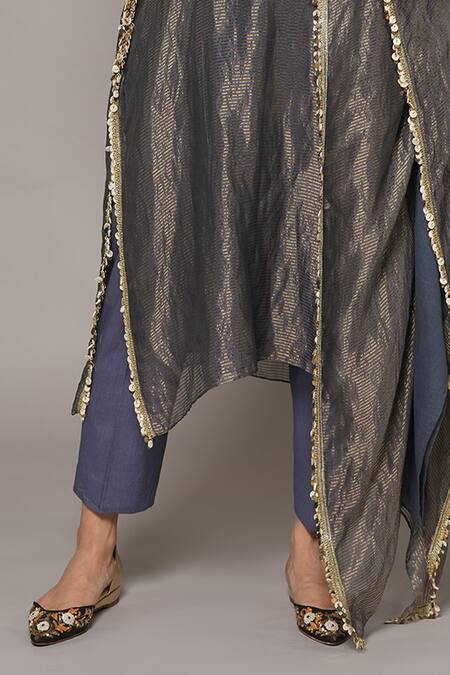 Buy Joy Mitra Multi Color Chanderi, Tissue Beads Mulled Wine Hand Embroidered Kaftan Set Online at Aza Fashions Buy_Joy Mitra_Multi Color Chanderi, Tissue Beads Mulled Wine Hand Embroidered Kaftan Set _Online_at_Aza_Fashions