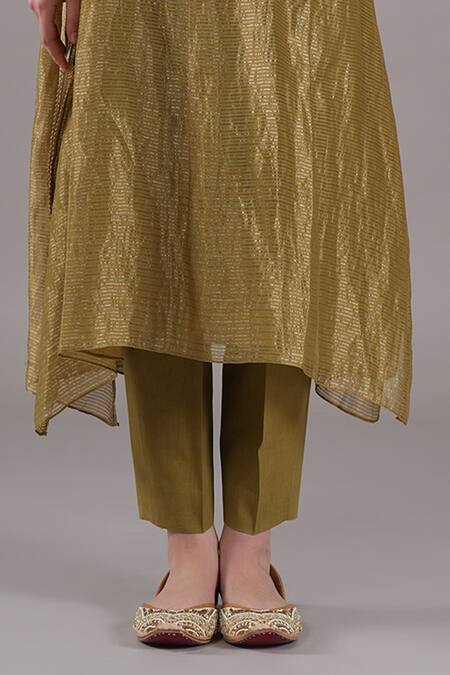 Shop Joy Mitra Gold Chanderi, Tissue, Cotton Beads, Sequins Hand Embroidered Kaftan Set Shop_Joy Mitra_Gold Chanderi, Tissue, Cotton Beads, Sequins Hand Embroidered Kaftan Set