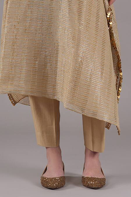 Buy Joy Mitra Beige Chanderi, Tissue, Cotton Beads Round Mushroom Hand Embroidered Kaftan Set Online at Aza Fashions Buy_Joy Mitra_Beige Chanderi, Tissue, Cotton Beads Round Mushroom Hand Embroidered Kaftan Set _Online_at_Aza_Fashions