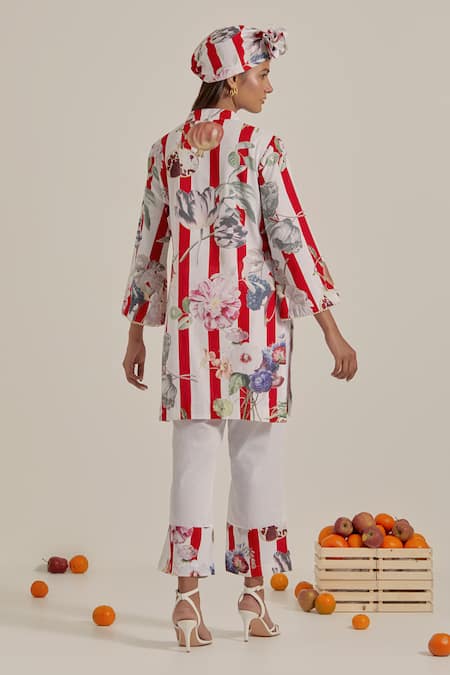 Chrkha Floral Striped Kurta & Pant Set 