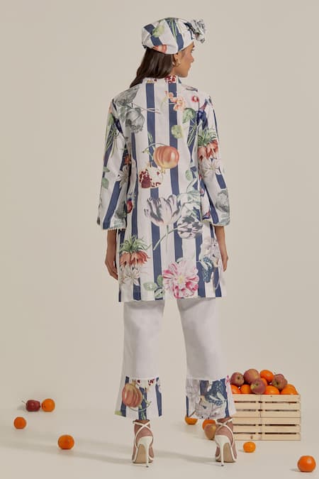 Chrkha Floral Striped Kurta & Pant Set 